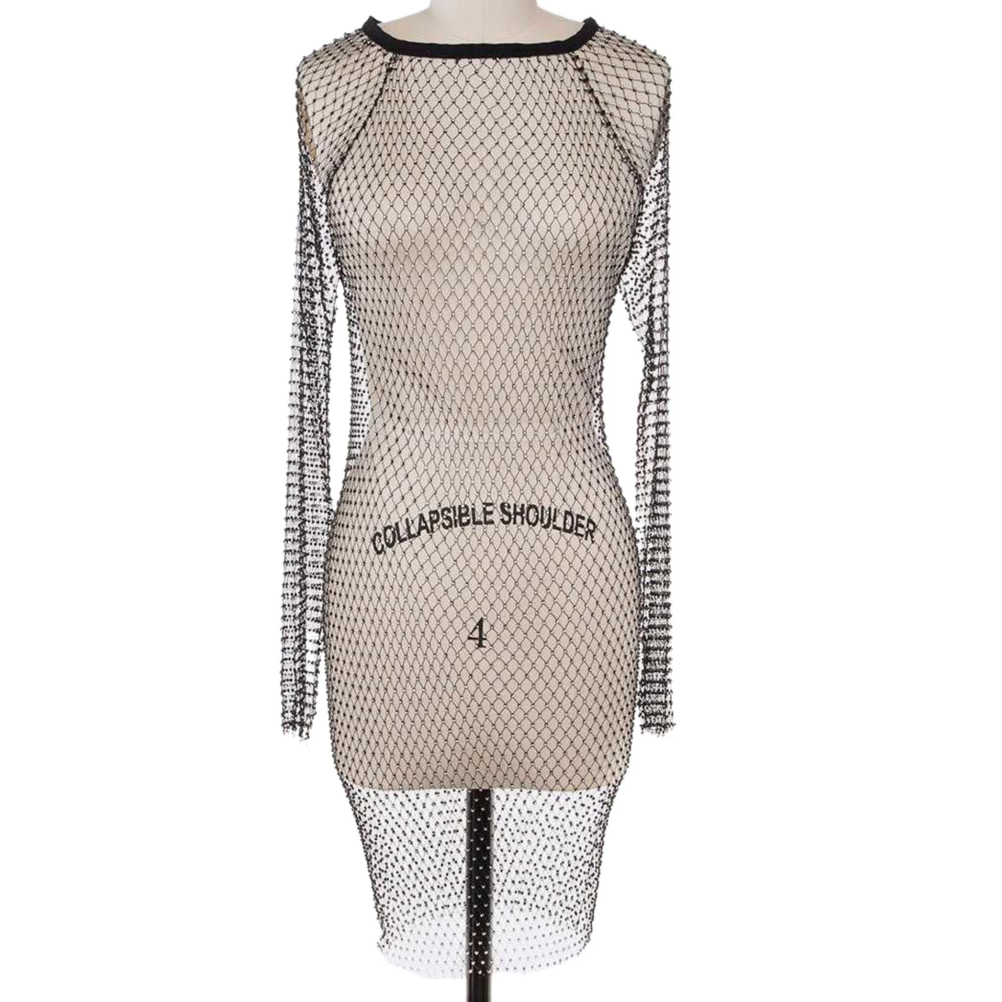 MizDragonfly Rhinestone Fishnet Bodycon Dress