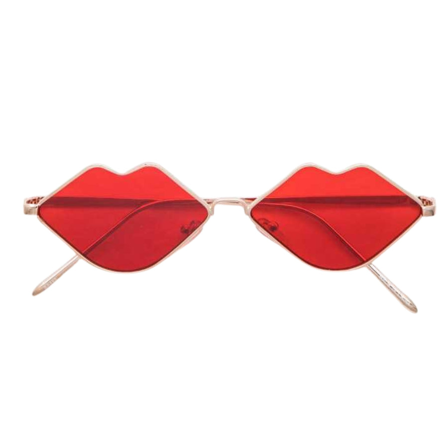 Hot Lips Red Lenses Silver Frame Sunglasses