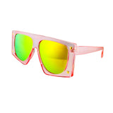 Pink Shield Green Mirror Gold Stud Sunglasses - Ryder