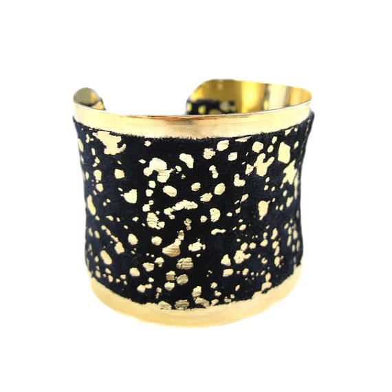 MizDragonfly Jewelry Vintage Black Gold Velvet Studio 54 Cuff Gallery